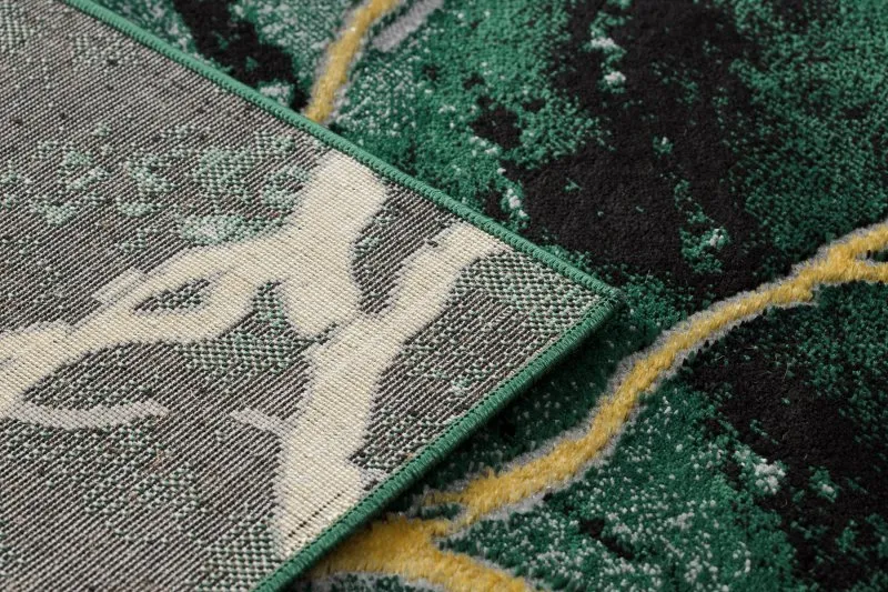 Exklusiv EMERALD Teppich 1018 glamour, stilvoll Marmor Flaschengrün / gold