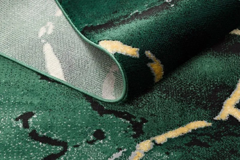 Exklusiv EMERALD Teppich 1018 glamour, stilvoll Marmor Flaschengrün / gold