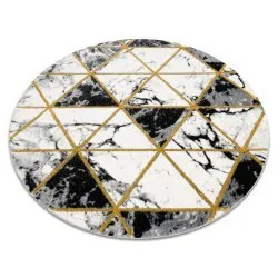 Exklusiv EMERALD Teppich Kreis - glamour, stilvoll Marmor, Dreiecke schwarz / gold