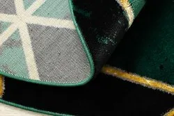 Exklusiv EMERALD Teppich 1020 Kreis - glamour, stilvoll Marmor, Dreiecke Flaschengrün / gold