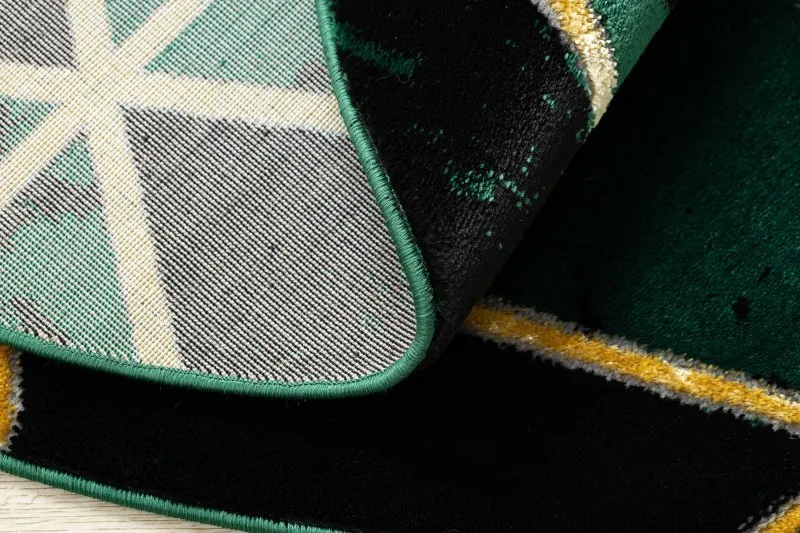 Exklusiv EMERALD Teppich 1020 Kreis - glamour, stilvoll Marmor, Dreiecke Flaschengrün / gold