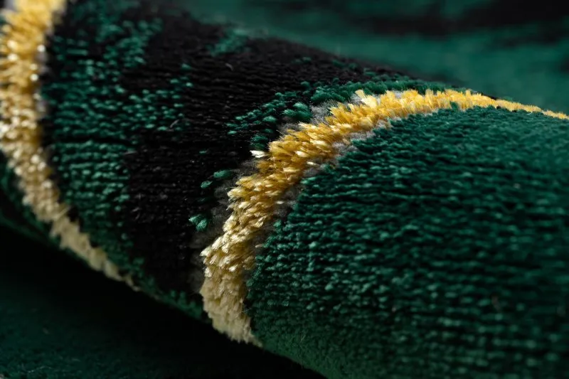 Exklusiv EMERALD Teppich 1020 Kreis - glamour, stilvoll Marmor, Dreiecke Flaschengrün / gold