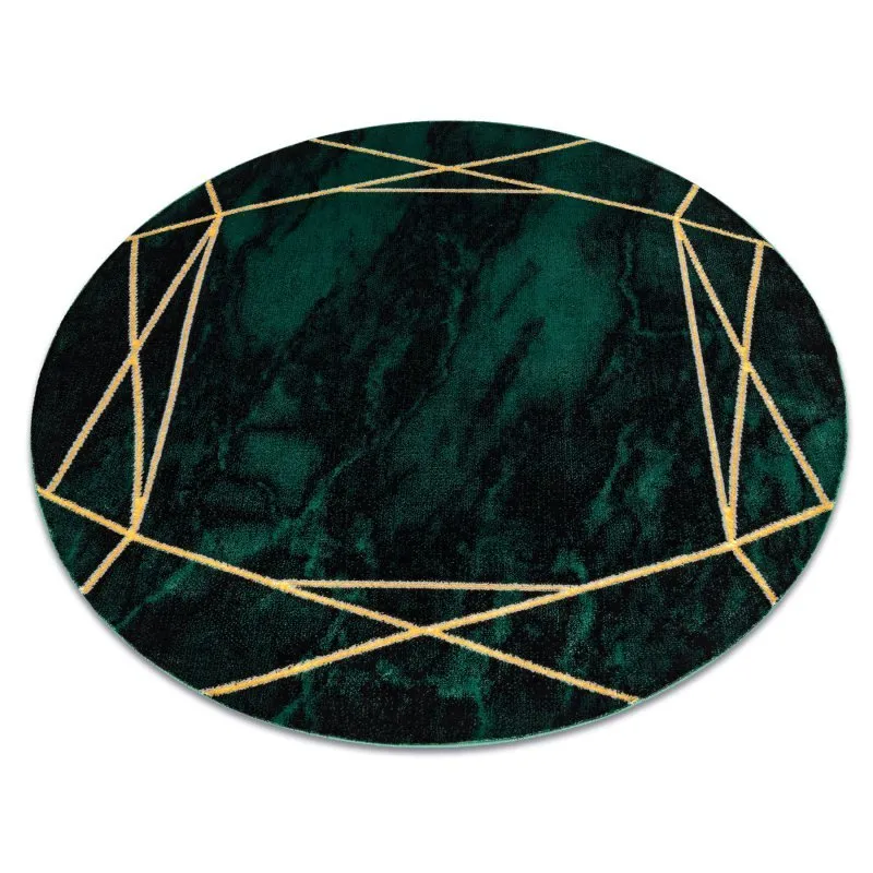 Exklusiv EMERALD Teppich 1022 Kreis - glamour, stilvoll Marmor, geometrisch Flaschengrün / gold