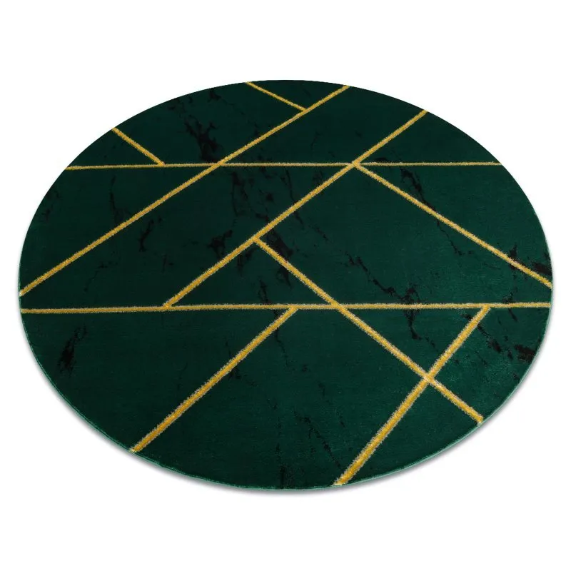 Exklusiv EMERALD Teppich 1012 Kreis - glamour, stilvoll Marmor, geometrisch Flaschengrün / gold