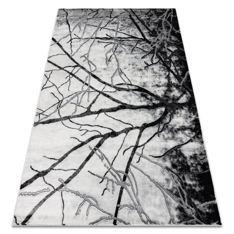 Exklusiv EMERALD Teppich 3820 glamour, stilvoll Baum silber 