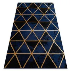 Exklusiv EMERALD Teppich glamour, stilvoll Marmor, Dreiecke dunkelblau / gold