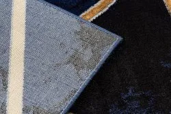 Exklusiv EMERALD Teppich 1020 glamour, stilvoll Marmor, Dreiecke dunkelblau / gold