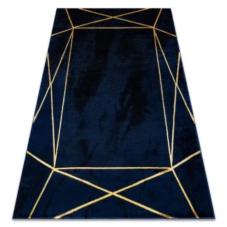 Exklusiv EMERALD Teppich 1022 glamour, stilvoll geometrisch dunkelblau / gold