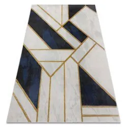 Exklusiv EMERALD Teppich glamour, stilvoll Marmor, geometrisch dunkelblau / gold