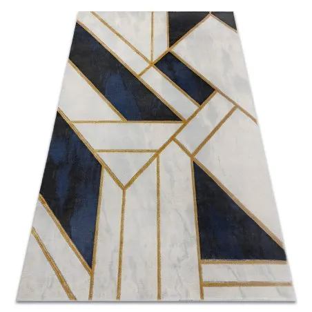 Exklusiv EMERALD Teppich 1015 glamour, stilvoll Marmor, geometrisch dunkelblau / gold
