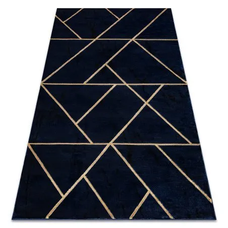 Exklusiv EMERALD Teppich 1012 glamour, stilvoll geometrisch dunkelblau / gold