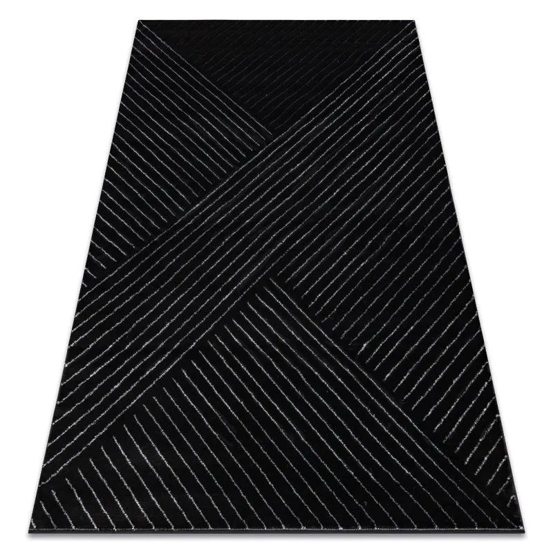Exklusiv EMERALD Teppich A0084 glamour, stilvoll, Linien, geometrisch schwarz / silber 