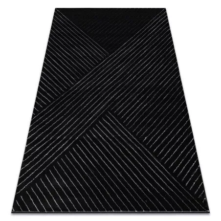 Exklusiv EMERALD Teppich A0084 glamour, stilvoll, Linien, geometrisch schwarz / silber 