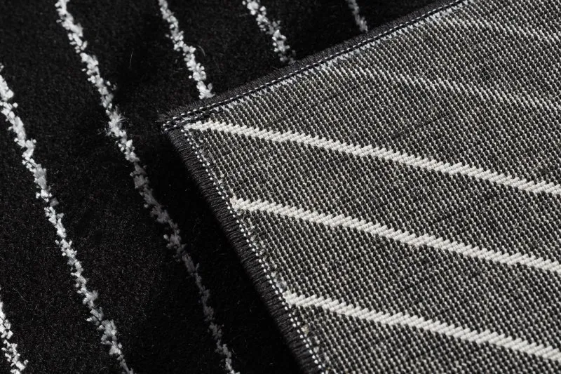 Exklusiv EMERALD Teppich A0084 glamour, stilvoll, Linien, geometrisch schwarz / silber 