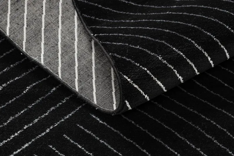 Exklusiv EMERALD Teppich A0084 glamour, stilvoll, Linien, geometrisch schwarz / silber 