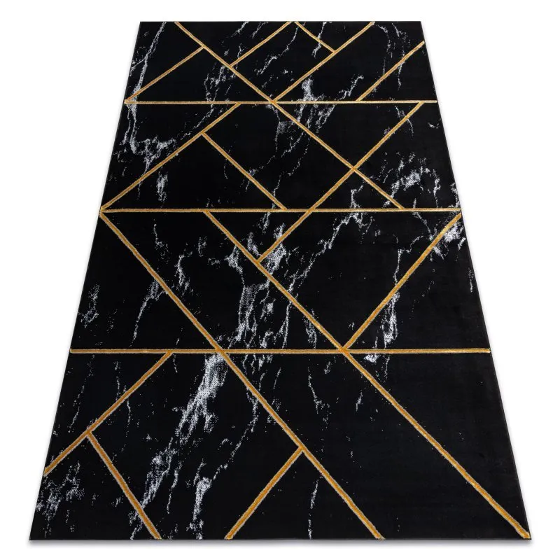Exklusiv EMERALD Teppich 2000 glamour, stilvoll geometrisch, Marmor schwarz / gold