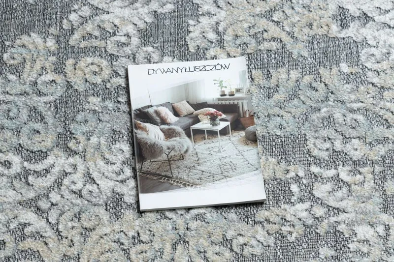 Teppich Strukturell SOLE D3812 Ornament flach gewebt grau / beige
