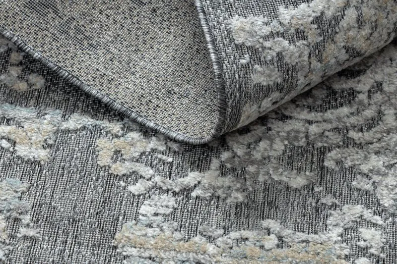 Teppich Strukturell SOLE D3812 Ornament flach gewebt grau / beige