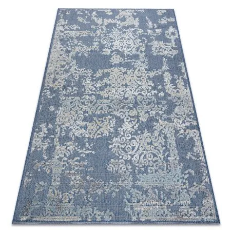 Teppich Strukturell SOLE D3811 Ornament flach gewebt blau / beige