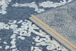 Teppich Strukturell SOLE D3811 Ornament flach gewebt blau / beige