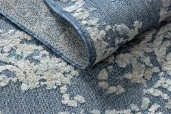 Teppich Strukturell SOLE D3811 Ornament flach gewebt blau / beige