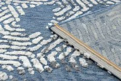 Teppich Strukturell SOLE D3841 Sechsecke flach gewebt blau / beige