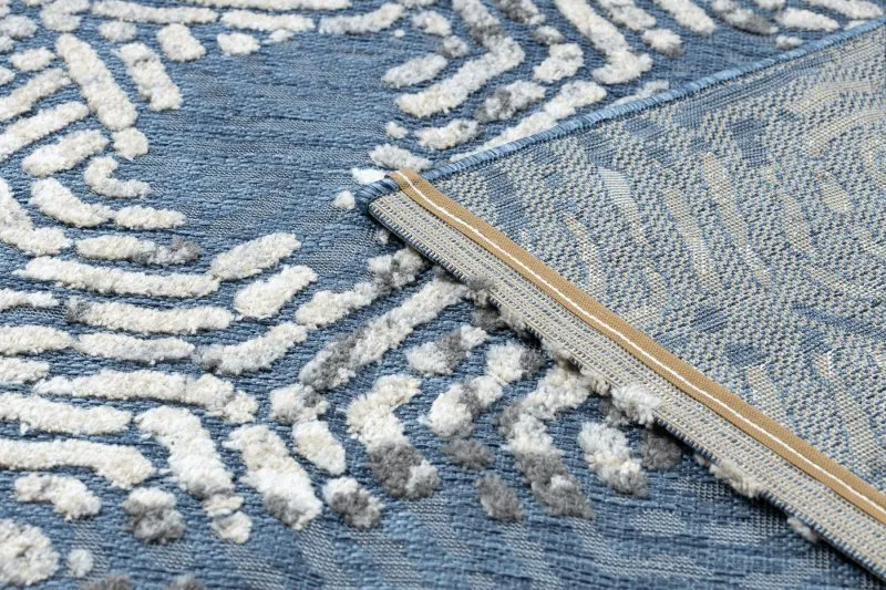 Teppich Strukturell SOLE D3841 Sechsecke flach gewebt blau / beige
