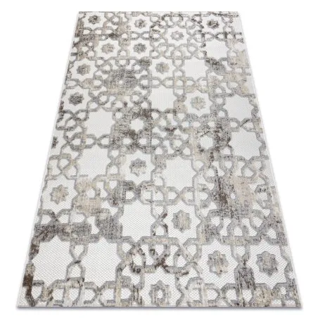 Teppich Strukturell SOLE D3882 Ornament flach gewebt beige / grau 