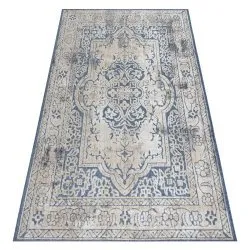 Teppich Strukturell SOLE Ornament, Rahmen flach gewebt blau / beige