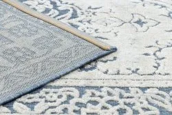 Teppich Strukturell SOLE D3871 Ornament, Rahmen flach gewebt blau / beige