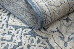 Teppich Strukturell SOLE D3871 Ornament, Rahmen flach gewebt blau / beige