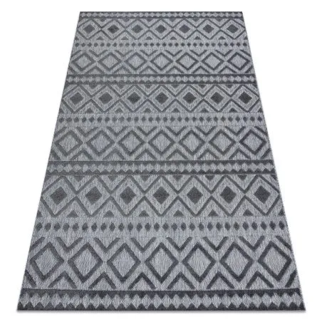 Teppich Strukturell SOLE D3852 Boho Diamanten flach gewebt grau