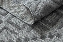 Teppich Strukturell SOLE D3852 Boho Diamanten flach gewebt grau