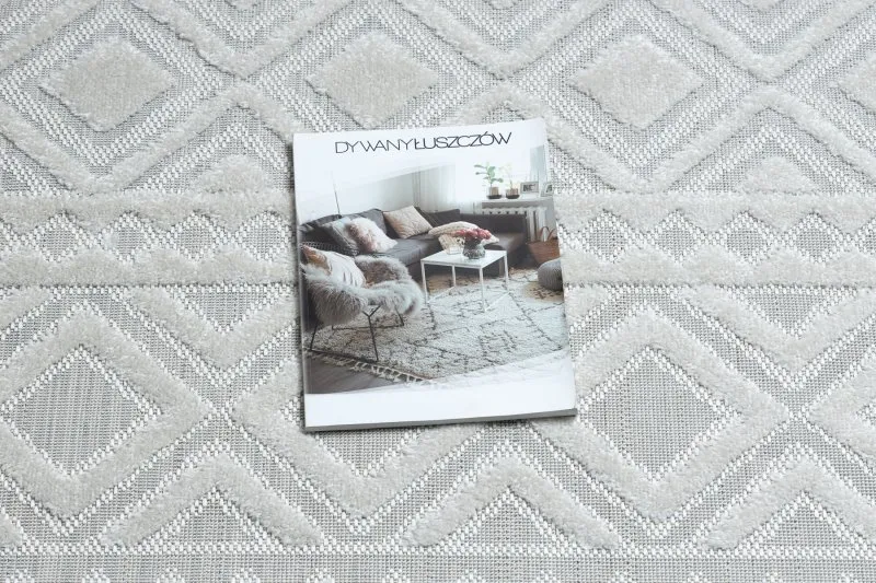 Teppich Strukturell SOLE D3851 Boho Diamanten flach gewebt beige