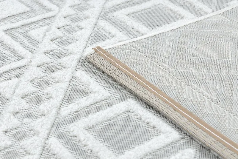 Teppich Strukturell SOLE D3851 Boho Diamanten flach gewebt beige