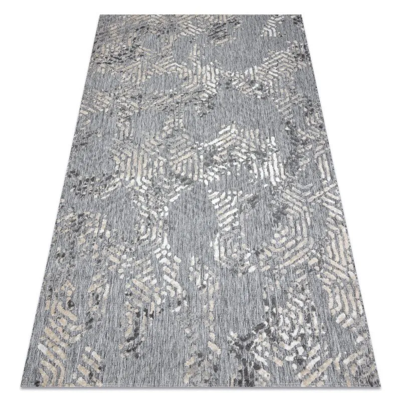 Teppich Strukturell SOLE D3842 Sechsecke flach gewebt grau / beige