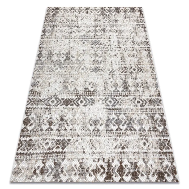 Teppich Strukturell SOLE D3732 Aztekisch, Diamanten flach gewebt beige