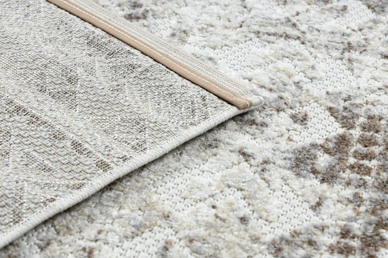Teppich Strukturell SOLE D3732 Aztekisch, Diamanten flach gewebt beige