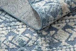 Teppich Strukturell SOLE D3732 Aztekisch, Diamanten flach gewebt blau / beige