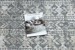 Teppich Strukturell SOLE D3732 Aztekisch, Diamanten flach gewebt grau / beige
