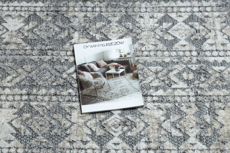 Teppich Strukturell SOLE D3732 Aztekisch, Diamanten flach gewebt grau / beige