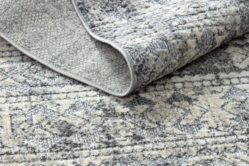 Teppich Strukturell SOLE D3732 Aztekisch, Diamanten flach gewebt grau / beige