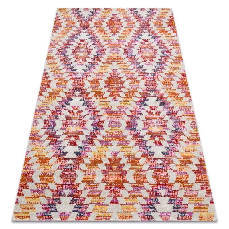 Modern Teppich MUNDO D7591 Diamanten 3D Outdoor rosa / beige