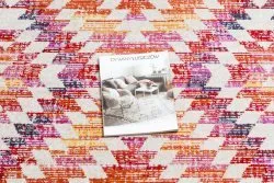 Modern Teppich MUNDO D7591 Diamanten 3D Outdoor rosa / beige