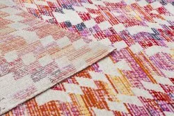 Modern Teppich MUNDO D7591 Diamanten 3D Outdoor rosa / beige
