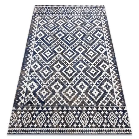 Modern Teppich MUNDO E0561 Diamanten, Zickzack 3D Outdoor blau / beige