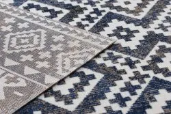 Modern Teppich MUNDO E0561 Diamanten, Zickzack 3D Outdoor blau / beige