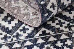 Modern Teppich MUNDO E0561 Diamanten, Zickzack 3D Outdoor blau / beige