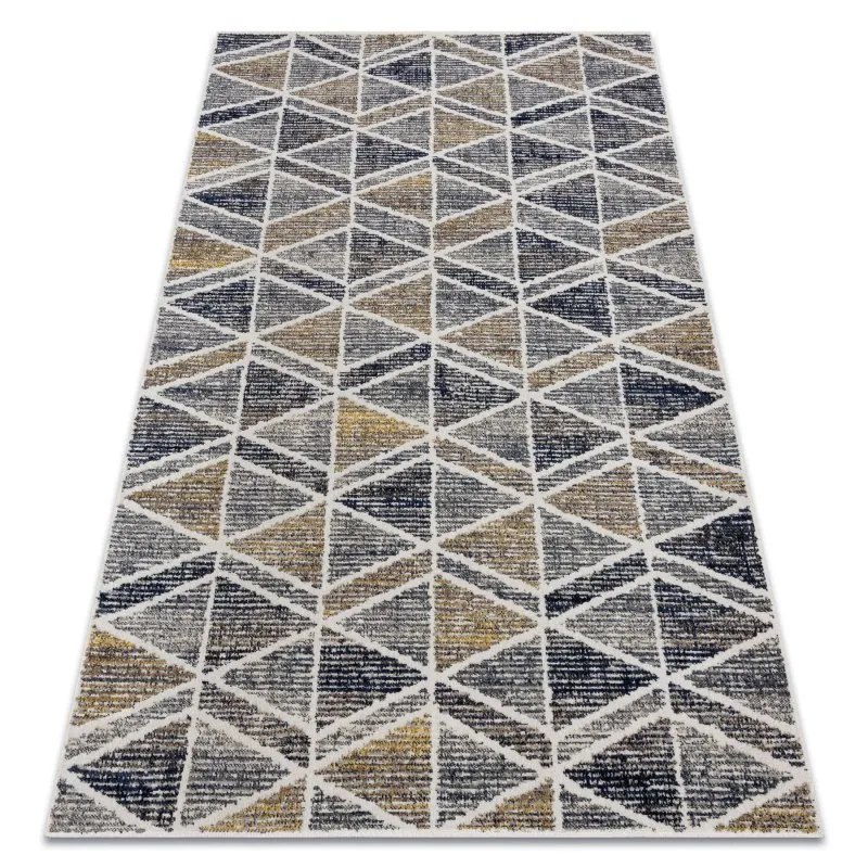 Modern Teppich MUNDO D7891 Diamanten, Dreiecke 3D Outdoor grau / beige