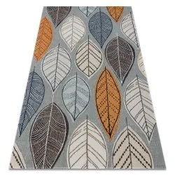 Modern Teppich MUNDO Blätter Outdoor blau / beige